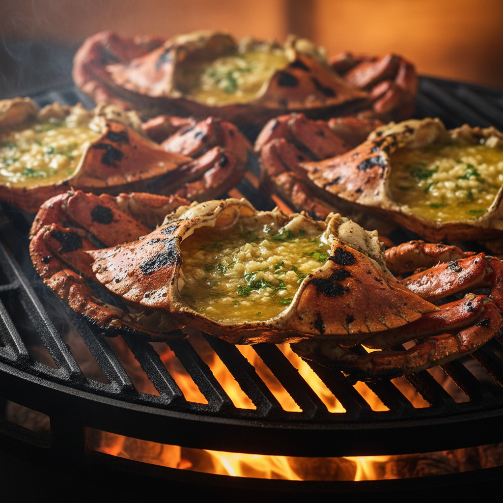 Grilled Dungeness with Garlic Butter